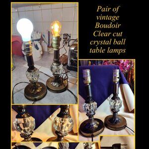 ***SOLD*** 1950's Clear cut glass table lamps crystal, boudoir lamps